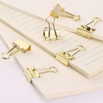 Mr. Pen- Binder Clips, Small Binder Clips, 50Pack, 0.75 in, Gold, Small Clips, Paper Binder Clips, Binder Clips Small Size, Small Paper Clips, Office Clips, Micro Binder Clips, Mini Binder Clips