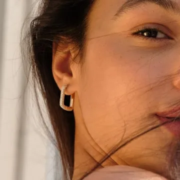 VACRONA Gold Plated Huggie Earrings with Zirconia