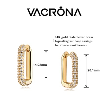 VACRONA Gold Plated Huggie Earrings with Zirconia