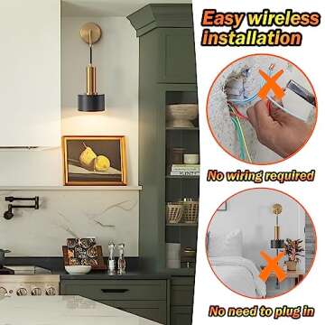 Battery Operated Wall Sconces Set of Two,Suitable for Bedroom and Living Room Background Walls,Included 6 Rechargeable Batteries and Light Bulbs,Wiring Free Installation,Convenient and Simple to Use.
