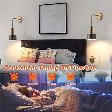 Battery Operated Wall Sconces Set of Two,Suitable for Bedroom and Living Room Background Walls,Included 6 Rechargeable Batteries and Light Bulbs,Wiring Free Installation,Convenient and Simple to Use.