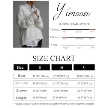 Yimoon Womens Fuzzy Cardigan Sweater V Neck Long Sleeve Button Down Slouchy Furry Knit Sweaters 2024(White-M)