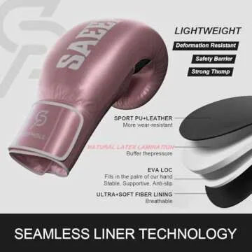 SAEEPABUL Pro Boxing Gloves for Men and Women Suitable for Boxing Kickboxing Mixed Martial Arts Maui Thai MMA Heavy Bag Fighting Training Pink Metallic, 10oz