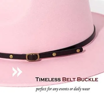 Lisianthus Women Belt Buckle Fedora Hat Pink