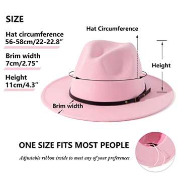 Lisianthus Women Belt Buckle Fedora Hat Pink