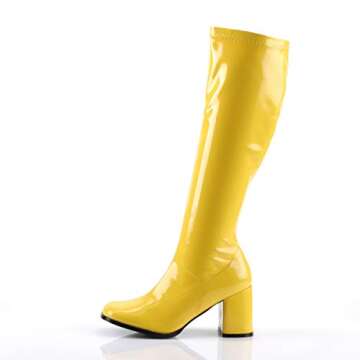 Funtasma by Pleaser Women's Gogo-300 Boot,Yellow Stretch Patent,6 M