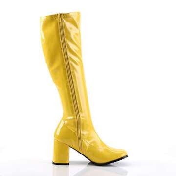Funtasma by Pleaser Women's Gogo-300 Boot,Yellow Stretch Patent,6 M