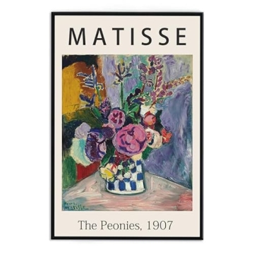Framed Canvas Print Wall Art - The Peonies by Matisse