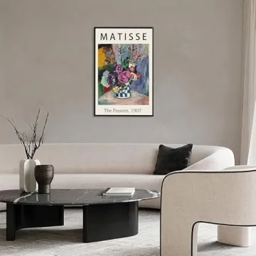 Framed Canvas Print Wall Art - The Peonies by Matisse