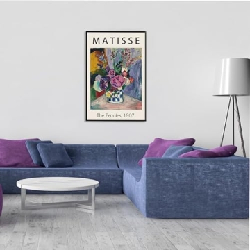 Framed Canvas Print Wall Art - The Peonies by Matisse