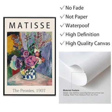 Framed Canvas Print Wall Art - The Peonies by Matisse