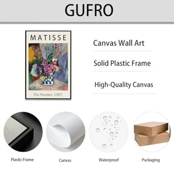 Framed Canvas Print Wall Art - The Peonies by Matisse