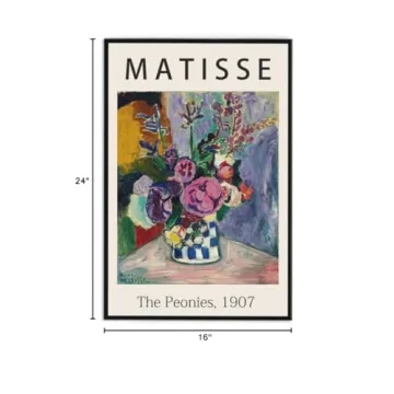 Framed Canvas Print Wall Art - The Peonies by Matisse