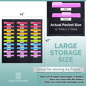 Hippo Creation Heavy Duty Storage Pocket Chart for Organizing