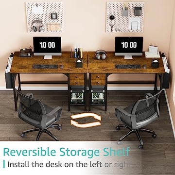 Compact Lufeiya Rustic Brown Computer Desk with Drawers