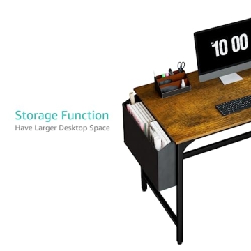 Compact Lufeiya Rustic Brown Computer Desk with Drawers