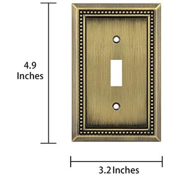 Henne Bery Sunken Pearls Heavy Duty Decorative Wall Plate Switch Plate Outlet Cover (Single Toggle, 2 Pack, Antique Brass)
