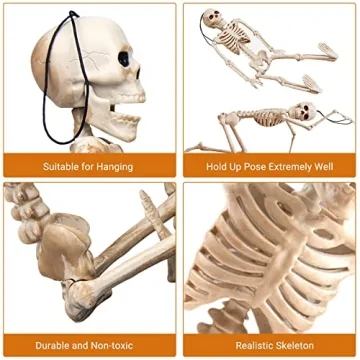 Posable 16-inch Skeleton Decor - Perfect for Halloween Parties