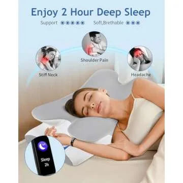 Tujami Cervical Neck Pillow for Neck Shoulder Pain Relief, Soft Contour Side Sleeper Pillow of 2 Hei...