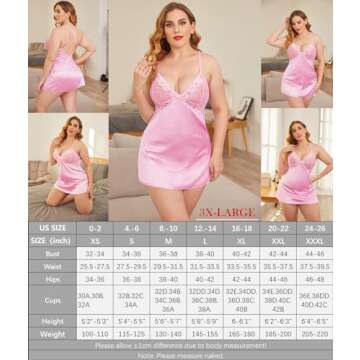 Avidlove Women V Neck Nightwear Sexy Lingerie Satin Sleepwear Lace Chemise Mini Teddy Pink S