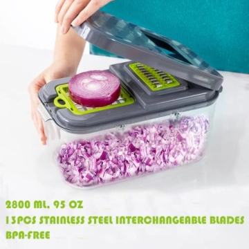 Vegetable Cutter 22-in-1 with 13 Blades and Container