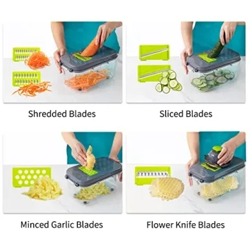 Vegetable Cutter 22-in-1 with 13 Blades and Container