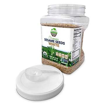 Wunder Basket Organic White Sesame Seeds 2 LB Jar