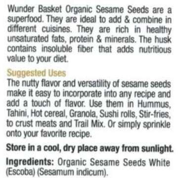 Wunder Basket Organic White Sesame Seeds 2 LB Jar