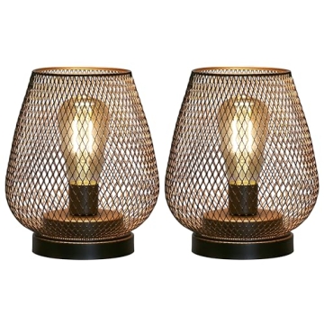 JHY DESIGN Set of 2 Metal Cage LED Lanterns - Perfect for Indoor and Outdoor Events, Battery Powered...