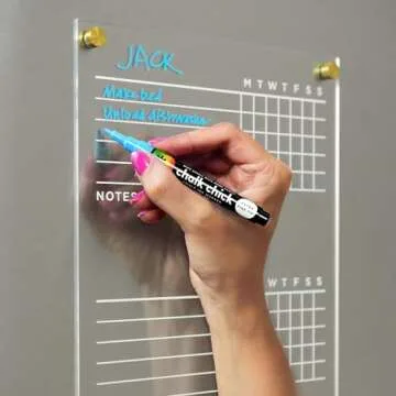 Visibly Magnetic Acrylic Chore Chart for Fridge, Includes 4 magnetic wet-erase markers for Refrigerator, 9" X 12". Put those kids to work!