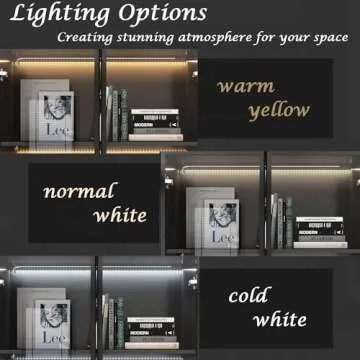 FAMAPY Display Cabinet: Glass Doors & Lights Included