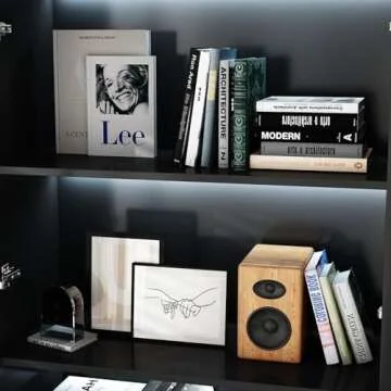 FAMAPY Display Cabinet: Glass Doors & Lights Included