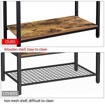 Yaheetech Kitchen Bakers Rack, Coffee Bar Station Microwave Stand with 10 Hooks and Adjustable Feet, Freestanding Utility Storage Shelf for Kitchen, Dinning Room, Living Room, Rustic Brown