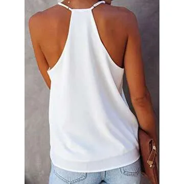 miduo Womens Tanks Spring Summer Soft Fashion V Neck Strappy Tank Tops Loose Casual Sleeveless Shirts Blouses White XL