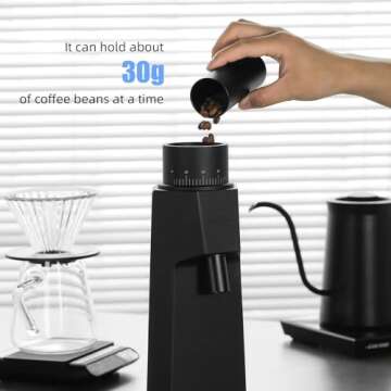 MHW-3BOMBER Electric Conical Burr Coffee Grinder, Single Dose Coffee Bean Grinder with Brush for Home Use/Espresso/Pour Over/Drip/Cold Brew/French Press, Infinite Adjustable, Metal Body, G5867B