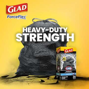 Glad 30 Gallon ForceFlex Trash Bags with Clorox