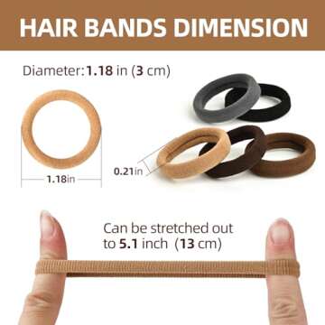 iFwevs Hair Bands Hair ties for Thick Hair, 50PCS Seamless Cotton Simply Ponytail Holders Headband Scrunchies Hair Accessories No Damage (Neutral Colors)