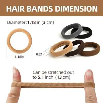 iFwevs Hair Bands Hair ties for Thick Hair, 50PCS Seamless Cotton Simply Ponytail Holders Headband Scrunchies Hair Accessories No Damage (Neutral Colors)