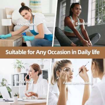 iFwevs Hair Bands Hair ties for Thick Hair, 50PCS Seamless Cotton Simply Ponytail Holders Headband Scrunchies Hair Accessories No Damage (Neutral Colors)