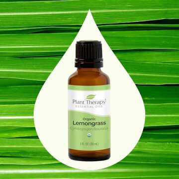 Plant Therapy Organic Lemongrass Essential Oil 100% Pure, USDA Certified Organic, Undiluted, Natural Aromatherapy, Therapeutic Grade 30 mL (1 oz)