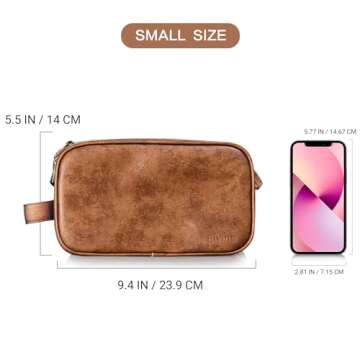 Elviros Travel Toiletry Bag for Men, Shaving Dopp Kit Water-resistant Bathroom Small Toiletries Organizer PU Leather Cosmetic Bags