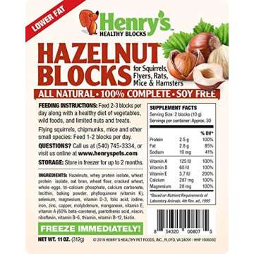 Henry's Hazelnut Blocks - Nutritionally Complete Food for Squirrels, Flying Squirrels, and Chipmunks...