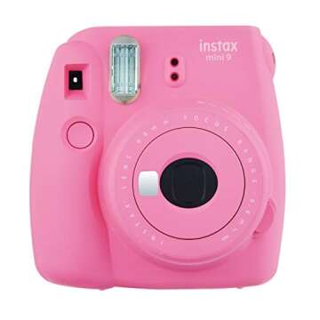 Fujifilm instax Mini 9 Instant Camera (Flamingo Pink) and instax Film Twin Pack (20 Exposures) Bundle Pink
