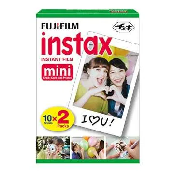 Fujifilm instax Mini 9 Instant Camera (Flamingo Pink) and instax Film Twin Pack (20 Exposures) Bundle Pink