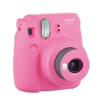 Fujifilm instax Mini 9 Instant Camera (Flamingo Pink) and instax Film Twin Pack (20 Exposures) Bundle Pink