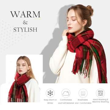 Scarf for Women - Womens Scarf, Winter Scarfs for Women, Fashion Cashmere Scarf Plaid for Winter, Lo...
