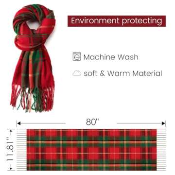 Scarf for Women - Womens Scarf, Winter Scarfs for Women, Fashion Cashmere Scarf Plaid for Winter, Long Blanket Scarf, 79" x 23", Red