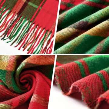 Scarf for Women - Womens Scarf, Winter Scarfs for Women, Fashion Cashmere Scarf Plaid for Winter, Long Blanket Scarf, 79" x 23", Red