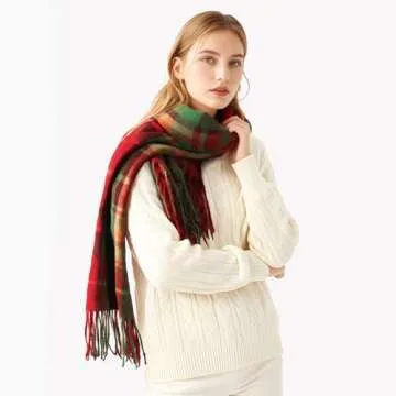 Scarf for Women - Womens Scarf, Winter Scarfs for Women, Fashion Cashmere Scarf Plaid for Winter, Long Blanket Scarf, 79" x 23", Red