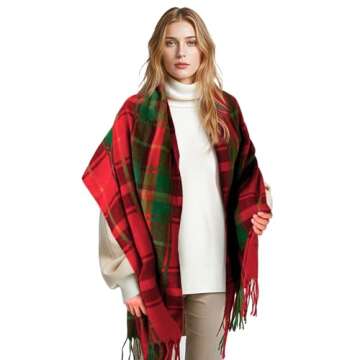 Scarf for Women - Womens Scarf, Winter Scarfs for Women, Fashion Cashmere Scarf Plaid for Winter, Long Blanket Scarf, 79" x 23", Red